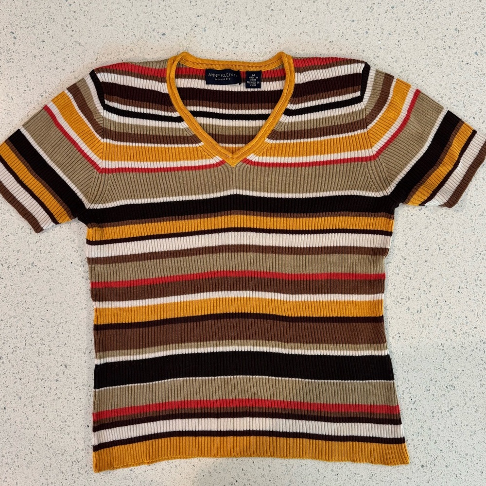 Vintage Anne Klein Silk Striped Shirt